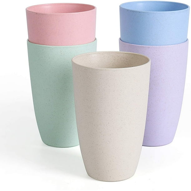 Unbreakable Wheat Straw Drinking Cups Eco-Friendly Reusable Set of 5 Plastic Cups Dishwasher Safe for Tea Milk Juice Coffee Water Bathroom Toothbrush Cups Party Glass Cups 20OZ Unbreakable Wheat Straw Drinking Cups Eco-Friendly Reusable Set of 5 Plastic Cups Dishwasher Safe for Tea Milk Juice Coffee Water Bathroom Toothbrush Cups Party Glass Cups 20OZ